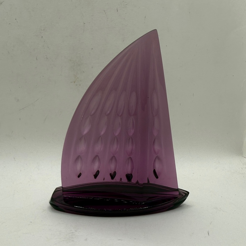 Waterford Ireland Art Glass Purple Crystal Sailboat Figurine Collectible Office - Picture 2 of 14